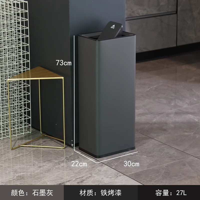 ステンレス製ゴミ箱、浴室用ペーパータオルロッキング蓋バケツ、大容量オフィスロビー廊下直接投げ収納バケツ|undefined