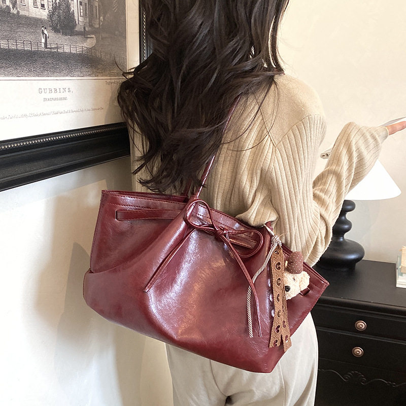 Túi tote nữ cỡ lớn dáng shopping đeo vai kẹp nách — Màu cà phê Không có mặt dây chuyền, Màu nâu không có mặt dây chuyền, Rượu vang đỏ không có mặt dây chuyền, Đen không có mặt dây chuyền chi tiết 22
