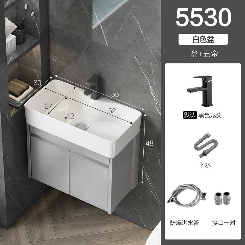 Nuevo espacio gabinete de baño de aluminio baño lavabo gabinete combinación pequeño apartamento lavabo integrado de cerámica mesa de lavado
