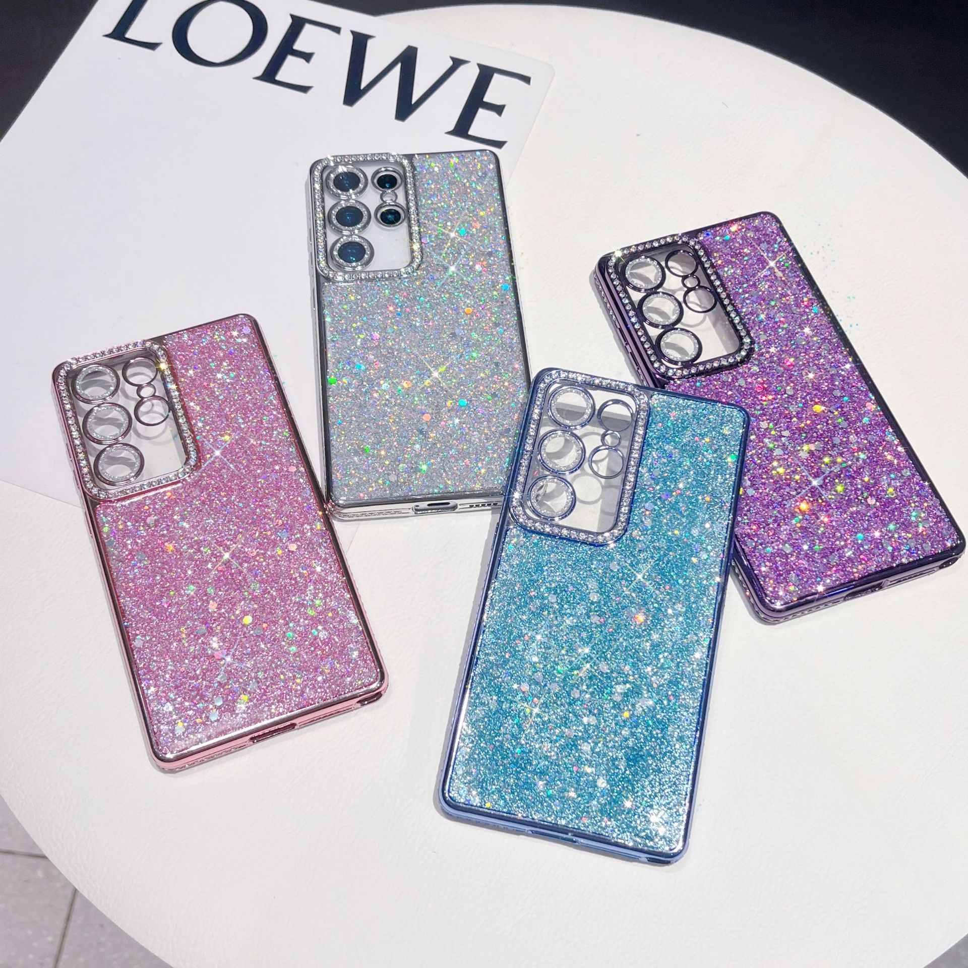 适用三星S25Eege手机壳电镀边钻新款A06/A17滴胶闪粉保护套厂家