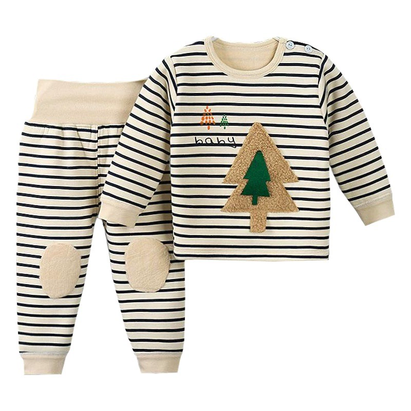 Детское весенне-осеннее термобелье на флисовой подкладке, детские брюки с высокой талией, пижамы для мальчиков и девочек, зимнее нижнее белье