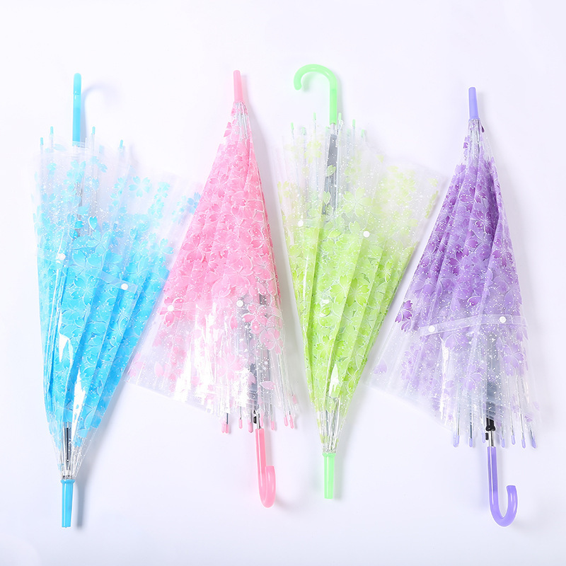 Fashion PVC transparent Cherry Blossom Umbrella outdoor sunshade UV protection transparent umbrella wholesale environmental protection straight rod long umbrella Fashion PVC transparent Cherry Blossom Umbrella outdoor sunshade UV protection transparent umbrella wholesale environmental protection straight rod long umbrella