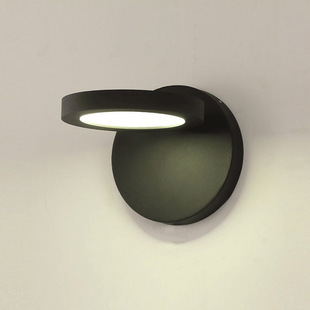 Nordic minimalist bedroom LED round mirror wall lamp rotating creative living room aisle background wall bedside lamps