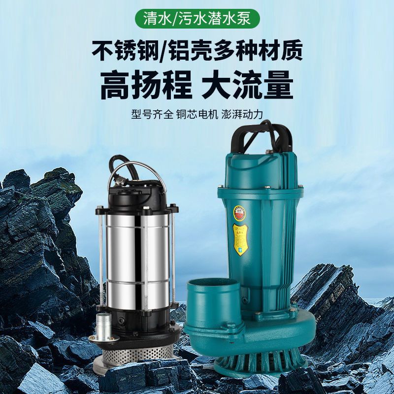 220V bomba de cobre puro doméstica agrícola monofásica riego agrícola bomba sumergible pequeña bomba de alta elevación bomba de gran flujo