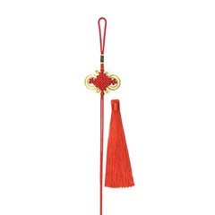 Jade Pendant with Gold Edge and Rich Knot Small Size Semi-Finished Car Ornament with Handmade Tassel Decoration
