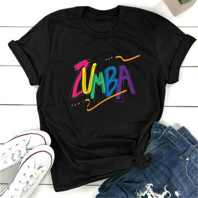 2024 Cross-Border T-Shirt Amazon Independent Station Women's Short-Sleeved Wish Spot Temu Zumba Dance Zumba