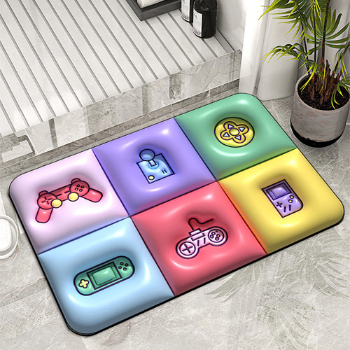 Cross-border game console diatom mud floor mat 3D visual three-dimensional expanding floor mat bathroom water-absorbent quick-drying floor mat