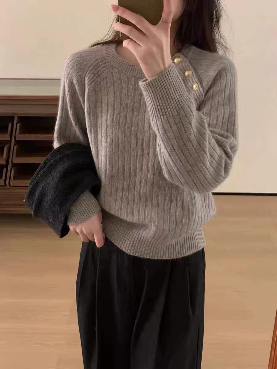 Woolen design demi-season sweater, high-quality style, trend of season, oversize