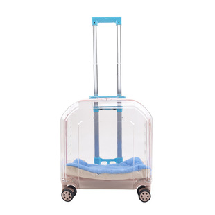 308 Fully Transparent Pet Trolley Box, Portable Multi-Purpose Cat Bag, Large Capacity Pet Flight Box, Transparent
