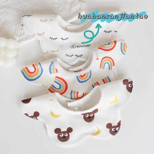 ins Korean style cotton baby bibs baby saliva towel 360 degree rotatable waterproof flower saliva pocket 0-2 years old