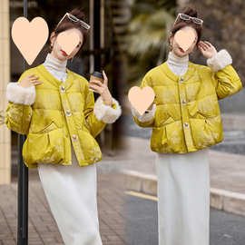 新中式提花羽绒服2025冬季新款高货潮流优雅气质单排扣鸭绒外套