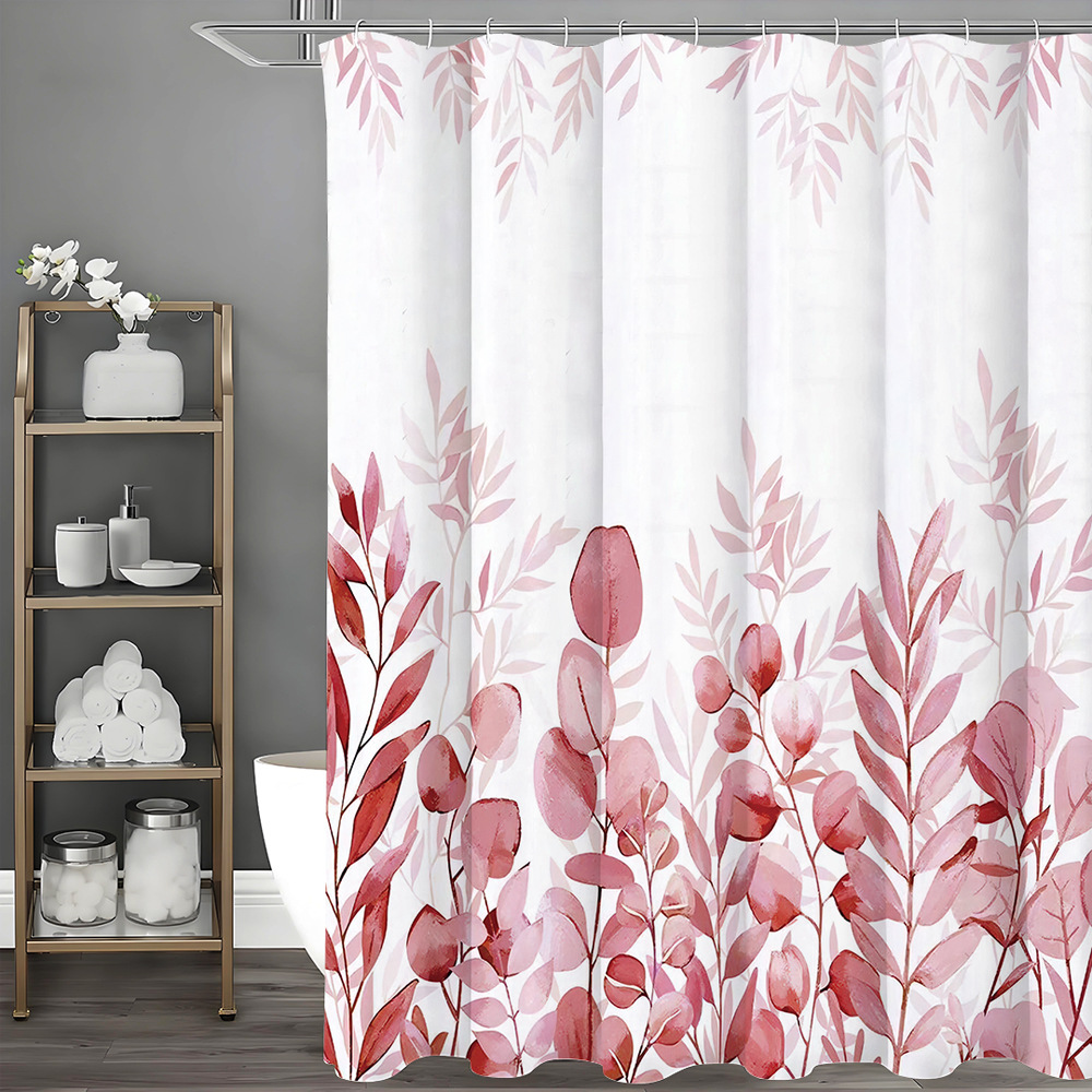 Amazon e-commerce transfronterizo venta transfronterizo cortina de ducha europea y americana diseño minimalista hoja rosa barra de baño necesaria