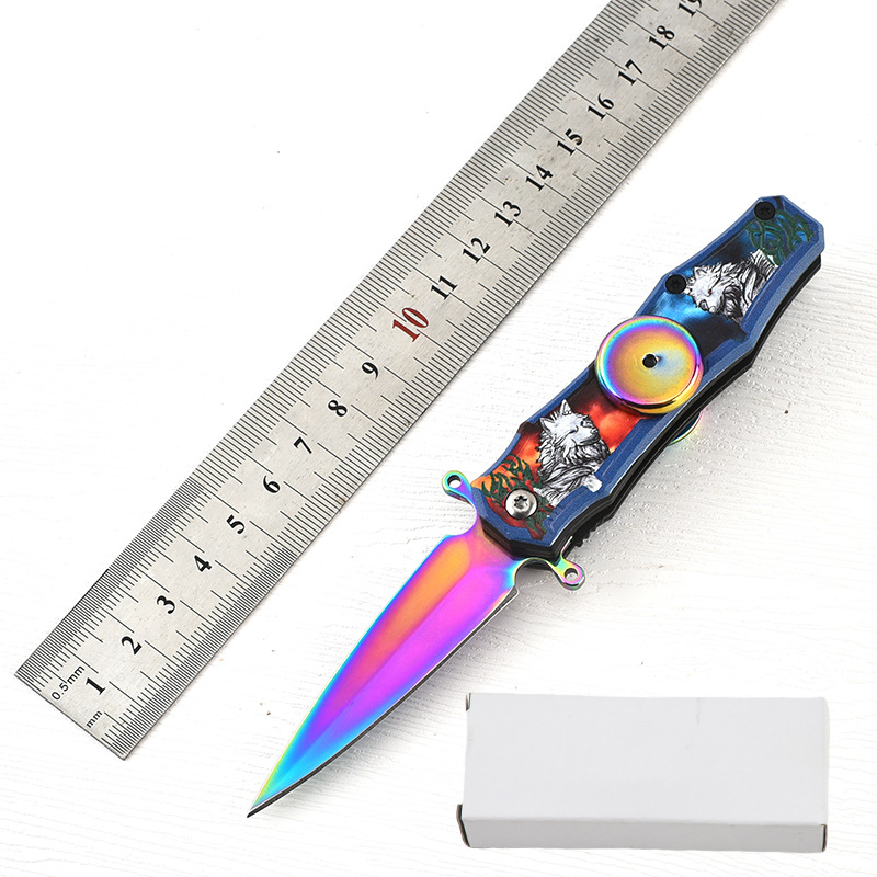 户外野营求生口袋刀高硬度刀具EDC多功能折叠刀指尖旋转陀螺小刀