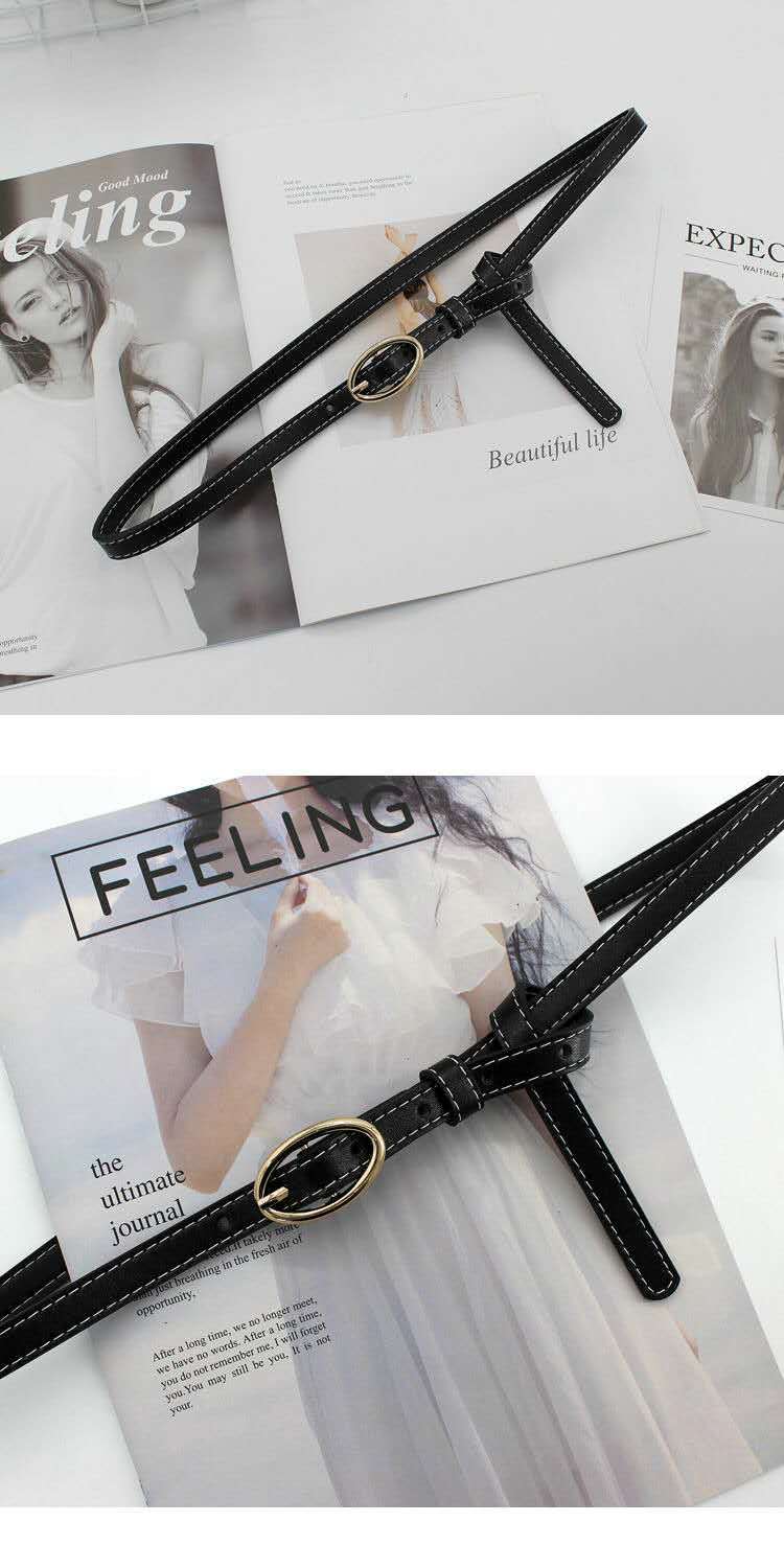 Women's Thin Belt Retro Style Pu Leather Waist Girdle For Women_voghion.com