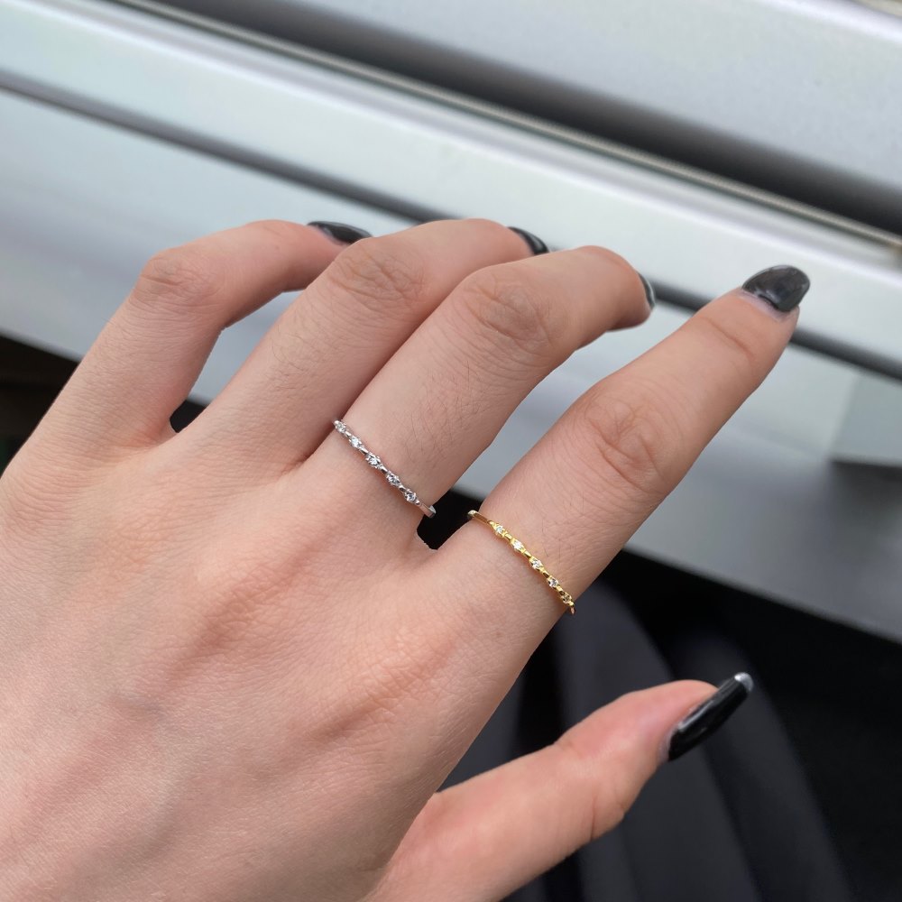 Simple Style Geometric Sterling Silver Plating Zircon Open Ring