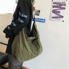 怠惰な風水洗いキャンバスバッグ女性大容量斜めショルダーバッグ文芸青年シングルショルダーバッグ日韓シンプルなトートバッグ