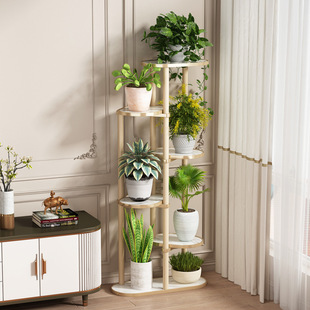 Flower Shelf Solid Wood Floor-standing Storage Rack Light Luxury Ornaments Creative Flower Table Base Living Room Balcony Indoor Plant Rack