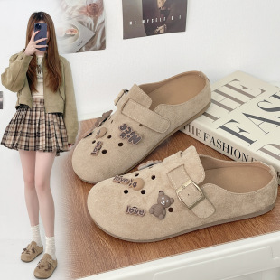 Women's Shoes Soft Sole Not Tired Feet 2025 New Breathable Hollow Cute Pendant Hole Shoes Outer Wear Half Slippers Birkenneth Shoes