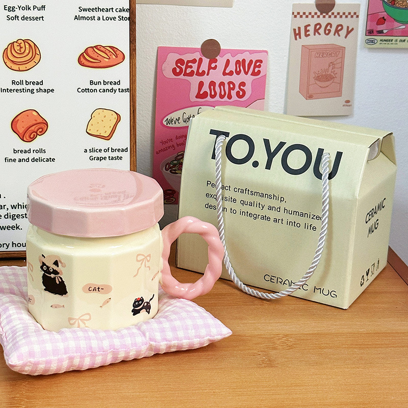 Tazas de regalo de cumpleaños para mujeres tazas de marca con tapa de dibujos animados creativos tazas de cerámica regalo de mano tazas de agua caseras tazas de café para hombres