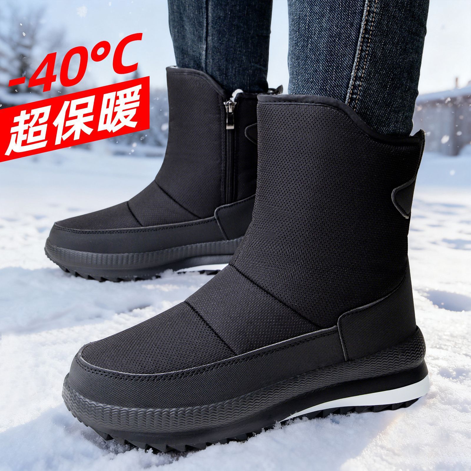 Zapatos de nieve para hombres, zapatos de algodón transfronterizos de tamaño grande EVA, zapatos de hombre adhesivos fríos y botas de algodón gruesas al aire libre, botas de hombre cálidas