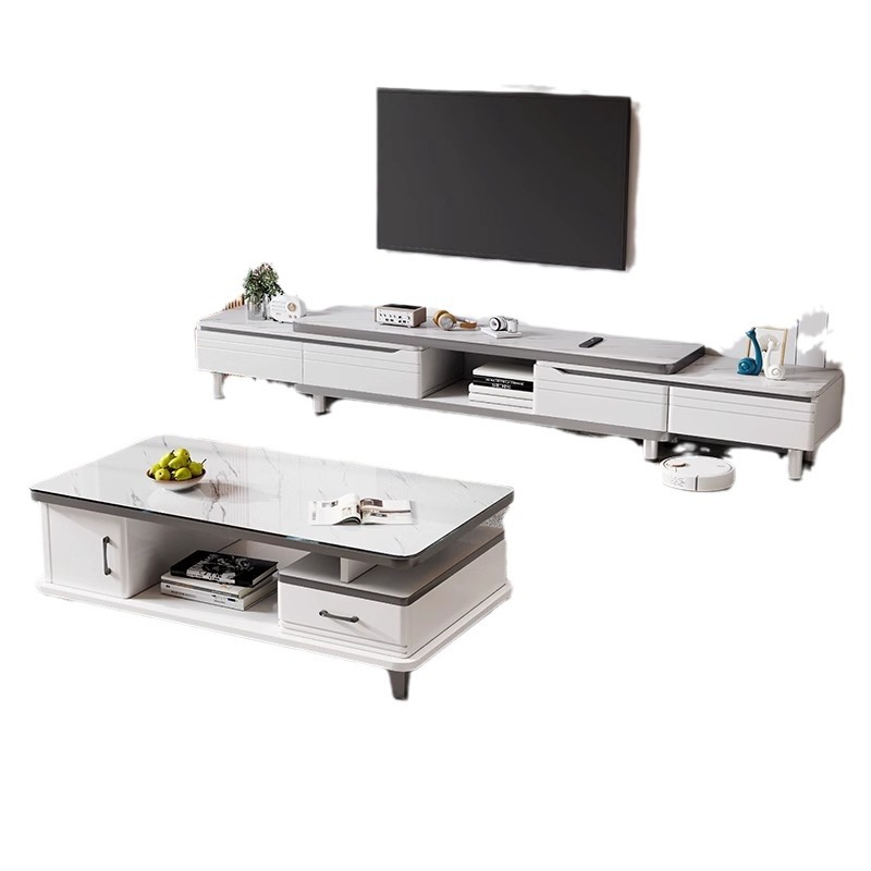 Gabinete de televisión sala de estar doméstica moderna y simple 2024 nuevo tipo de casa pequeña telescópico mesa de té suelo combinación de gabinete de televisión