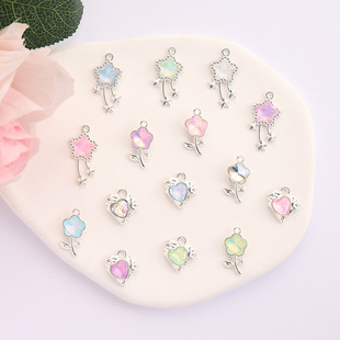 Internet Celebrant Cute Mini Small Love Flower Pendant Cartoon Alloy DIY Color Handmade Material Jewelry Accessories