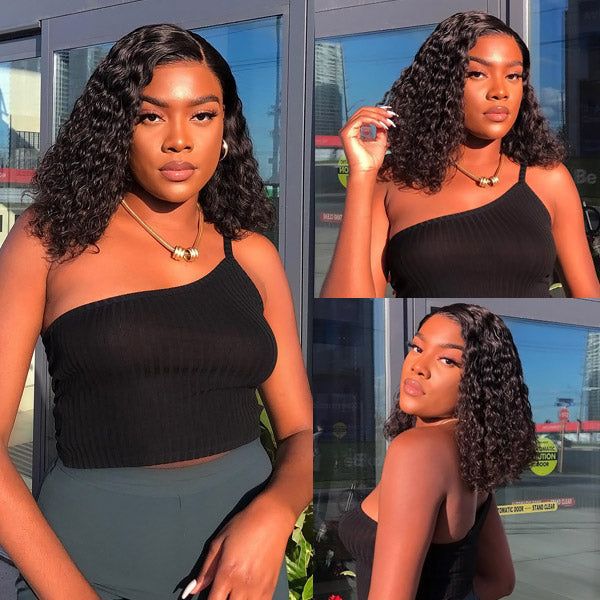 13*4 Moda europea y americana transfronteriza HD transparente encaje delantero pequeño rollo de peluca de onda profunda comercio exterior venta caliente en África