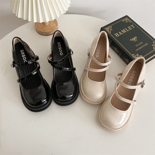 silver Single-layer Shoes Thick Bottom Mary Jane Small Leather Shoes Women's 2025 New Autumn Retro British Style All-match Round Toe Shallow Mouth