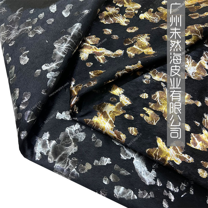 马毛脱花手工烫金暗夜闪电烫银双色中古水墨画时尚女鞋厂家直销