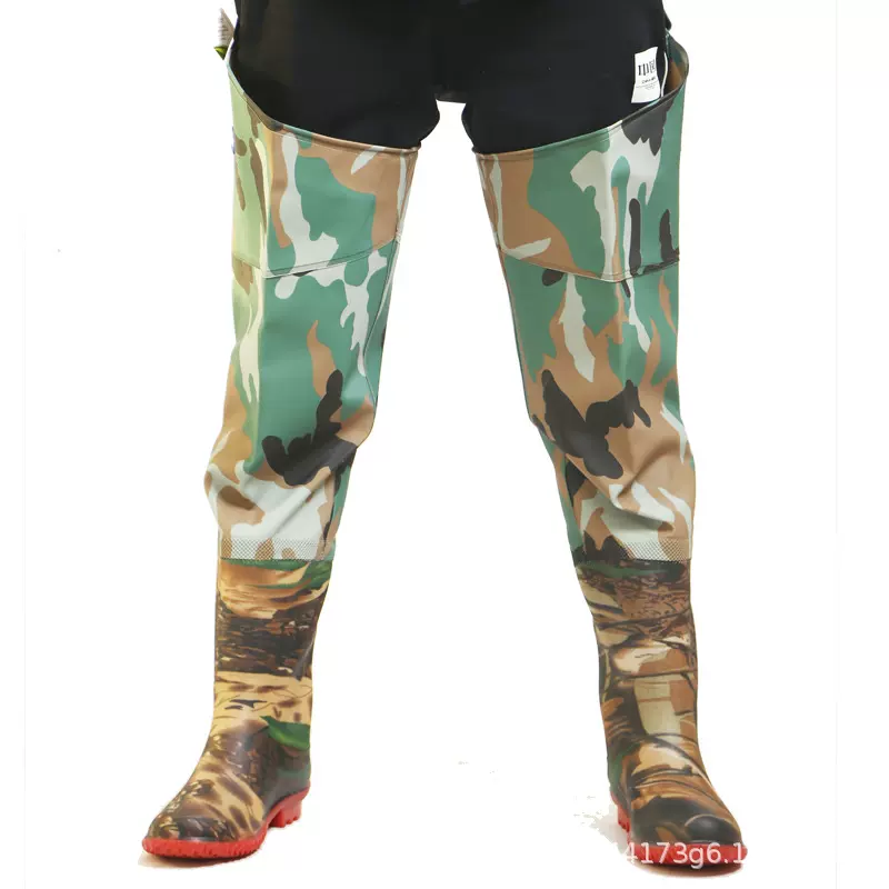 野成裕星钓鱼裤摸捞捕鱼池塘养殖