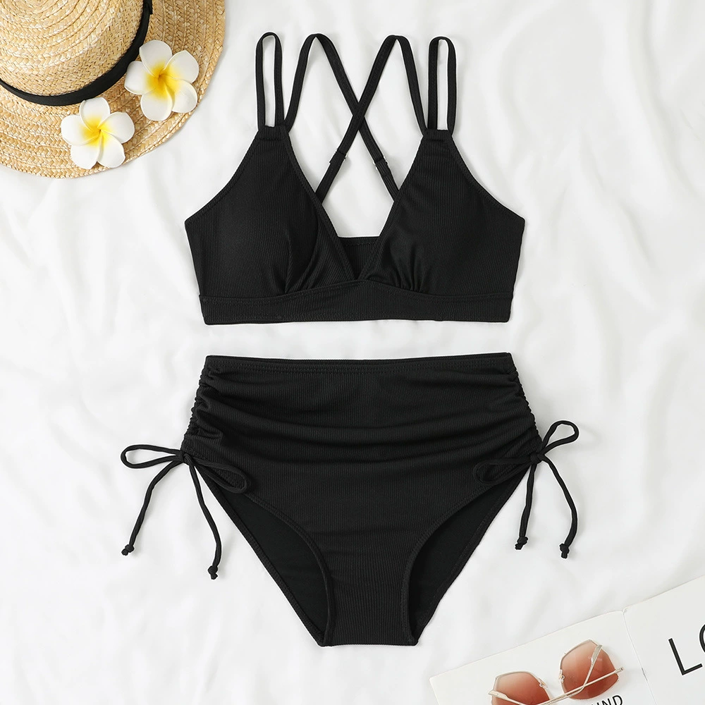Высокоталия bikini комплект, поддерживающий бюстгальтер с разделёнными двойными лямками, S–XL, несколько цветов