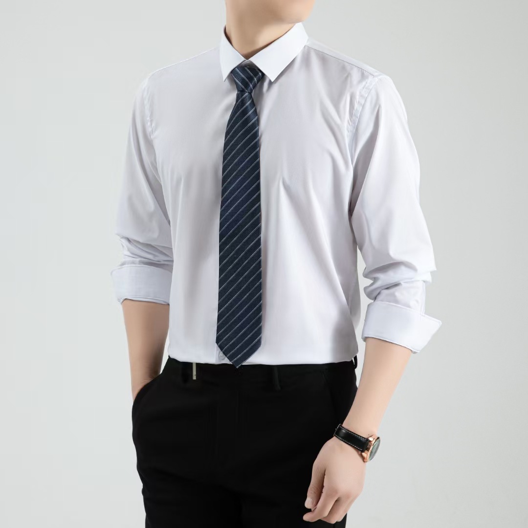 White Shirt Men's Formal Business Shirt Men's Long-Sleeved Professional Shirt Plus Size Men's Clothing Dropshipping