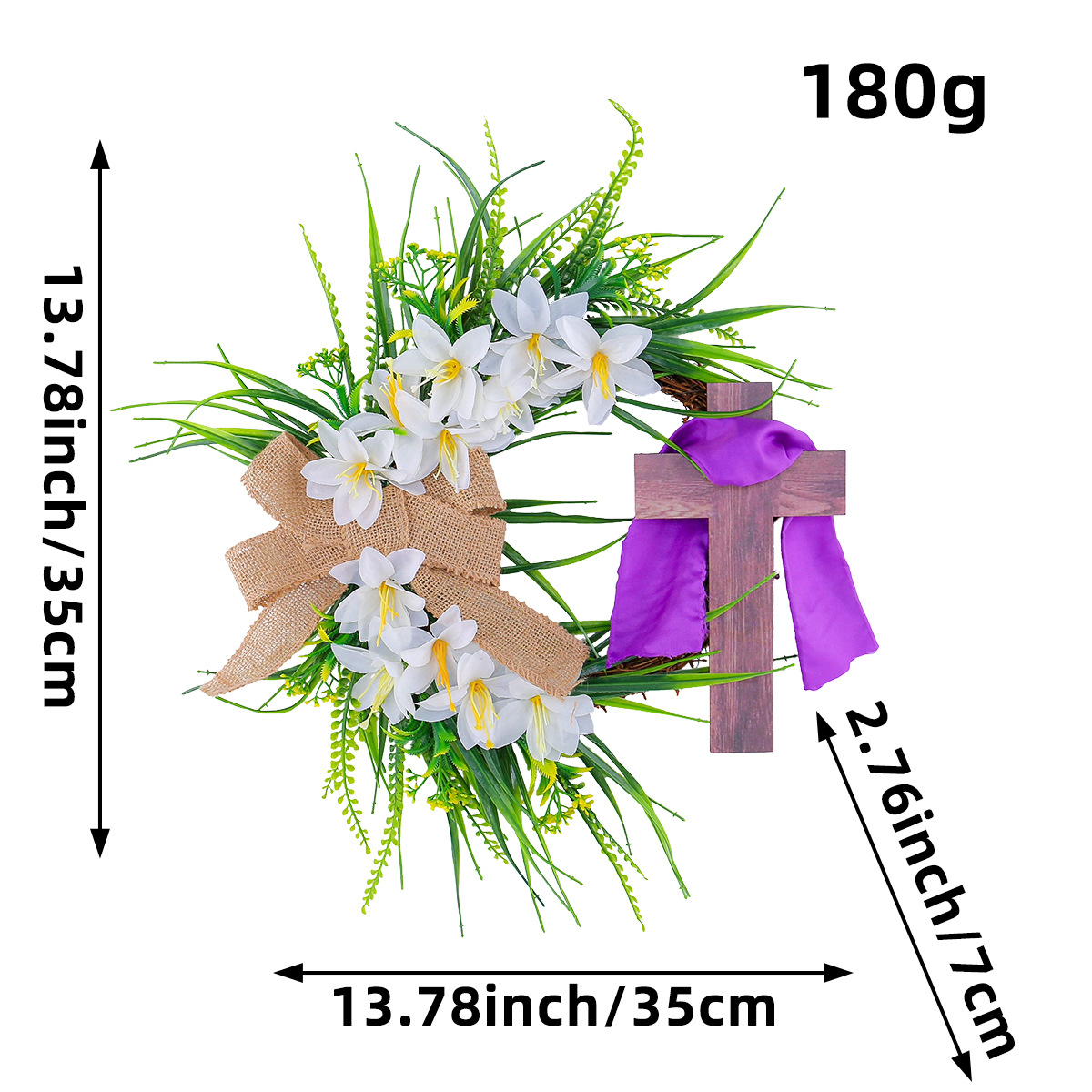 Cruzar la frontera corona de Pascua con la cruz de Pascua conejo guirnalda puerta colgante decoración