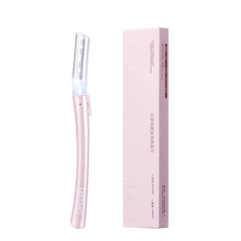 GECOMO Cuchillo de cejas luminiscente de color fantasma de acero inoxidable anti-raguñazo herramienta de artefacto de cejas novatos