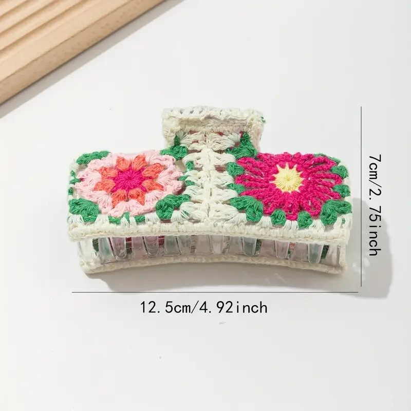 66g Weight Hair Claws Hair Accessories Type 1 Piece Quantity Knit Material Waves, Flower, Strawberry Pattern All Seasons Season Women's Gender Vacation Style Vacation Classic Style Women's Flower Knit Hair Claws 4
