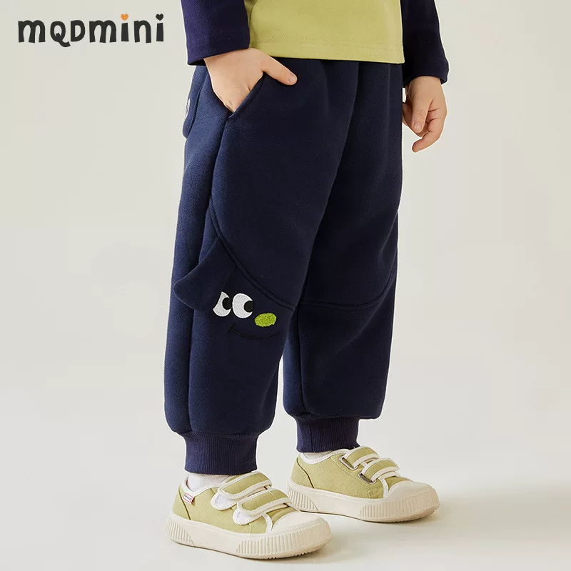 Demi-season children's keep warm trousers for boys, increased thickness