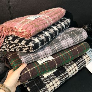 Autumn and Winter New Maillard Cashmere Plaid Scarf Women's Winter High-end All-match Shawl Thickened Warm Scarf