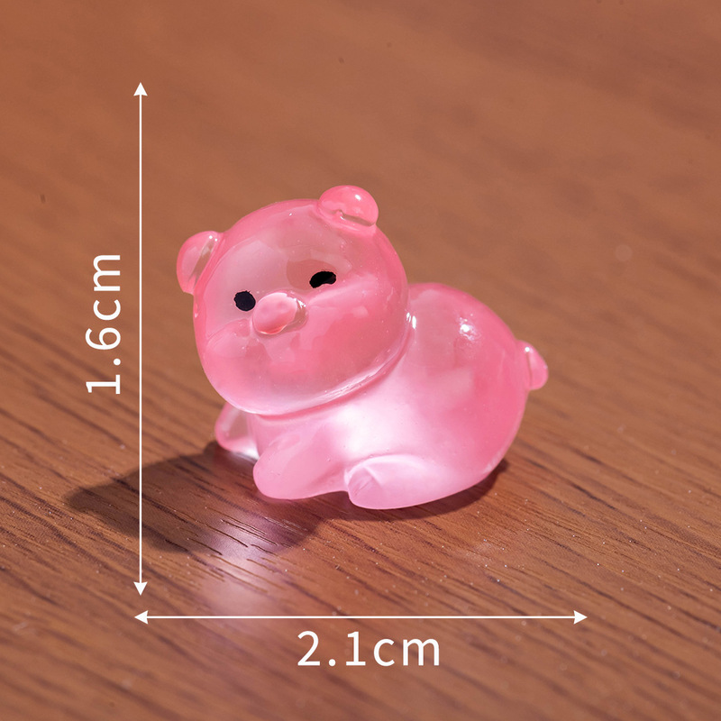 微景观摆件可爱夜光小猪公仔diy装饰品盲袋配件桌面汽车载小摆件|undefined