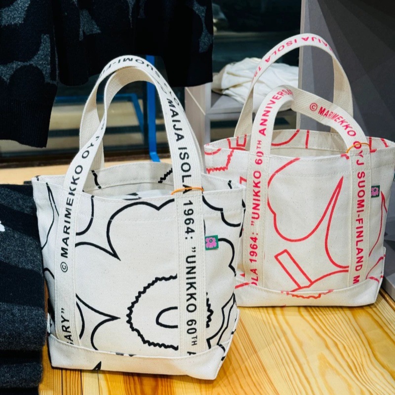 北欧风情帆布包肩带字母印花手提包清新小号托特包芬兰太阳花布袋