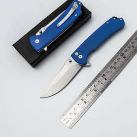 蓝柄G10折叠刀防身便携D2 钢轴承开箱野营水果刀装备高硬度户外
