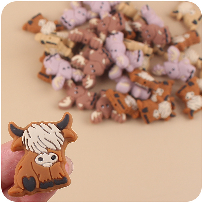 Nuevo bebé de dibujos animados animal yak ELK teether creativo DIY bebé chupete cadena teether pulsera pequeños accesorios
