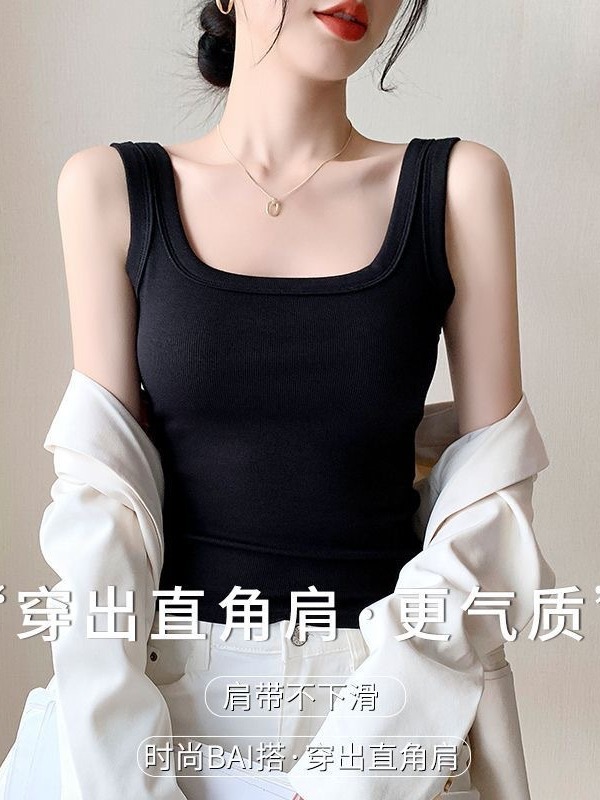 ネジ状の綿素材のキャミソール、女性用インナー、脇肉をカバーするノースリーブトップス、スリムフィット、外でも着用可能、高伸縮性、タイトフィット