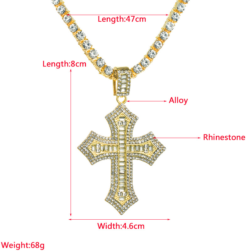 Fashion Cross Alloy Plating Inlay Rhinestones Womenu0027S Pendant Necklace