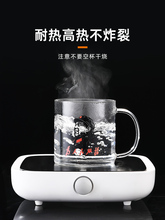 玻璃茶杯个人专用泡茶杯子大容量带盖把手耐热防爆耐高温水杯帮菊