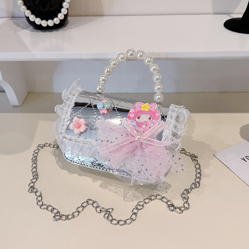 2025 nuevo niño pequeño viento mochila de hombro pequeña niña espejo princesa bolso de perla bolso de dibujos animados