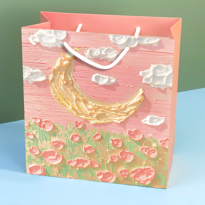 Bolsa de regalo de estilo de pintura al óleo, bolsa de regalo de temporada de graduación, bolsa de regalo de alta calidad, bolsa de papel, bolsa de embalaje de regalo