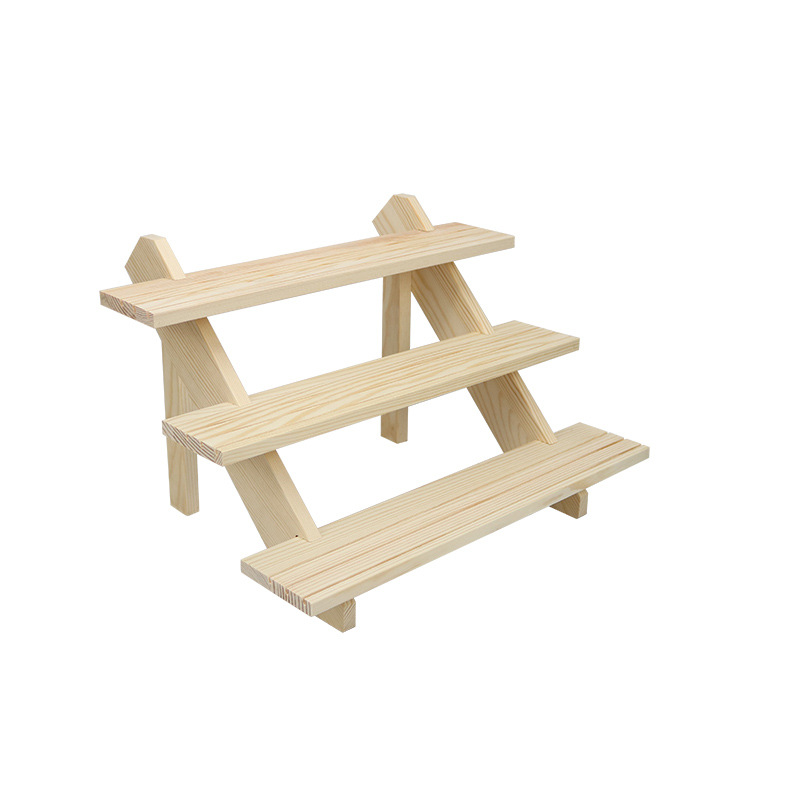 LABUBU-estante de exhibición de caja ciega, estante de almacenamiento de escritorio multicapa, tapete de burbujas, estante de almacenamiento de escalera de madera