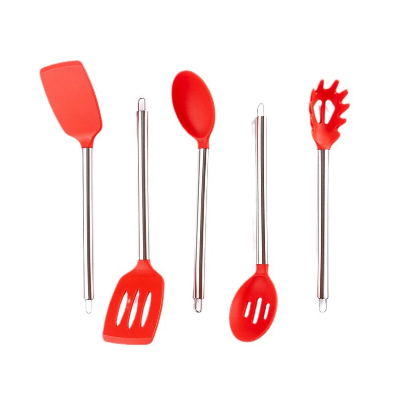 Silicone kitchenware, handle stainless steel, spoon, set