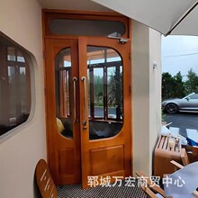 老榆木门窗实木玻璃门窗折叠推拉咖啡店木门店铺移门美式原木门窗