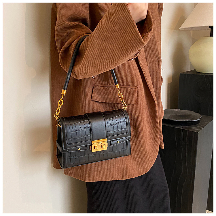 Stone Pattern Single Shoulder Underarm Bag For Women's 2023 Winter New Versatile Small Square Bag, Unique And Western Style Crossbody Bag _voghion.com